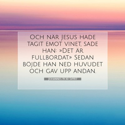 Picture 07 - Johannes 19:30 SV1917 - Och när Jesus hade tagit emot vinet, sade han: - Bible Verse Picture