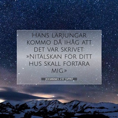 Picture 07 - Johannes 2:17 SV1917 - Hans lärjungar kommo då ihåg att det var - Bible Verse Picture