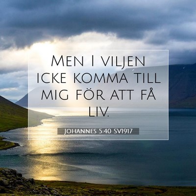 Picture 07 - Johannes 5:40 SV1917 - Men I viljen icke komma till mig för att få - Bible Verse Picture