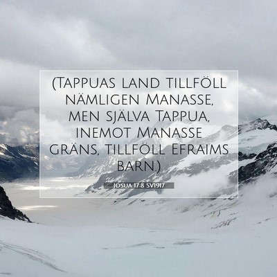Picture 07 - Josua 17:8 SV1917 - (Tappuas land tillföll nämligen Manasse, men - Bible Verse Picture