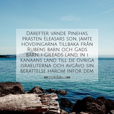 Picture 07 - Josua 22:32 SV1917 - Därefter vände Pinehas, prästen Eleasars son, - Bible Verse Picture