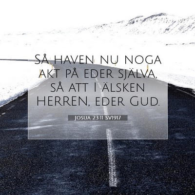 Picture 07 - Josua 23:11 SV1917 - Så haven nu noga akt på eder själva, så att I - Bible Verse Picture