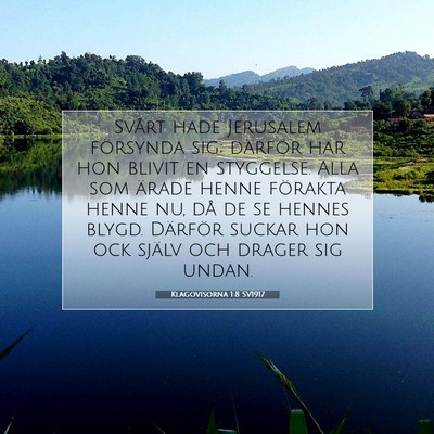 Picture 07 - Klagovisorna 1:8 SV1917 - Svårt hade Jerusalem försynda sig; därför har - Bible Verse Picture