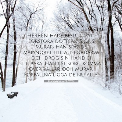 Picture 07 - Klagovisorna 2:8 SV1917 - HERREN hade beslutit att förstöra dottern Sions - Bible Verse Picture