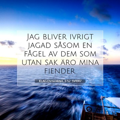 Picture 07 - Klagovisorna 3:52 SV1917 - Jag bliver ivrigt jagad såsom en fågel av dem - Bible Verse Picture
