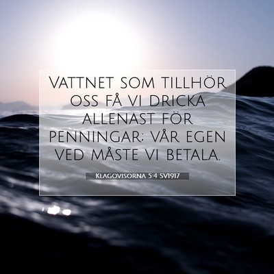 Picture 07 - Klagovisorna 5:4 SV1917 - Vattnet som tillhör oss få vi dricka allenast - Bible Verse Picture
