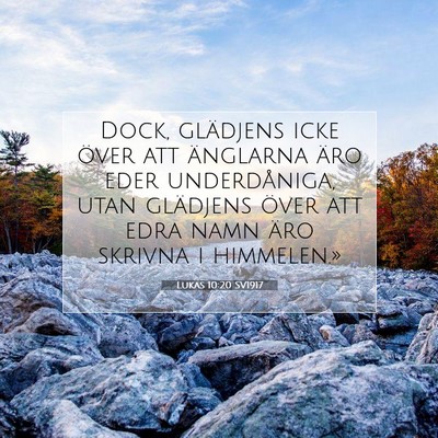 Picture 07 - Lukas 10:20 SV1917 - Dock, glädjens icke över att änglarna äro - Bible Verse Picture