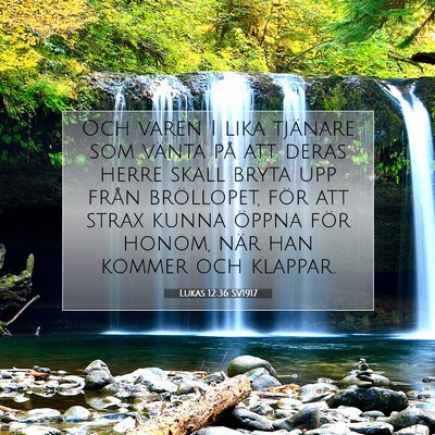 Picture 07 - Lukas 12:36 SV1917 - Och varen I lika tjänare som vänta på att - Bible Verse Picture