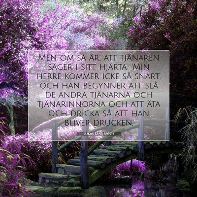 Picture 07 - Lukas 12:45 SV1917 - Men om så är, att tjänaren säger i sitt - Bible Verse Picture