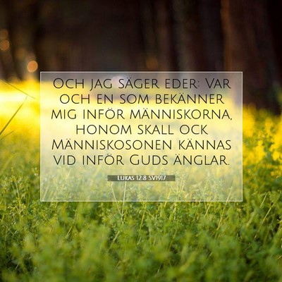 Picture 07 - Lukas 12:8 SV1917 - Och jag säger eder: Var och en som bekänner mig - Bible Verse Picture