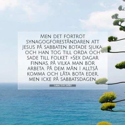 Picture 07 - Lukas 13:14 SV1917 - Men det förtröt synagogföreståndaren att - Bible Verse Picture