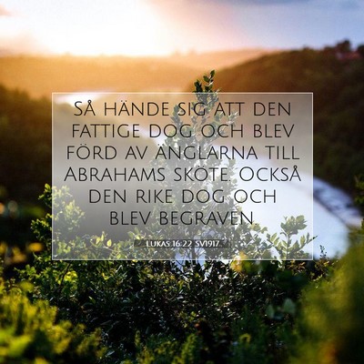 Picture 07 - Lukas 16:22 SV1917 - Så hände sig att den fattige dog och blev förd - Bible Verse Picture