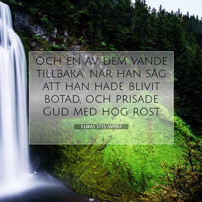 Picture 07 - Lukas 17:15 SV1917 - Och en av dem vände tillbaka, när han såg att - Bible Verse Picture