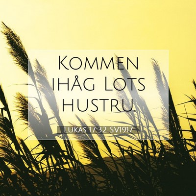 Picture 07 - Lukas 17:32 SV1917 - Kommen ihåg Lots - Bible Verse Picture
