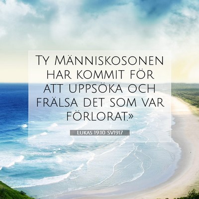 Picture 07 - Lukas 19:10 SV1917 - Ty Människosonen har kommit för att uppsöka - Bible Verse Picture