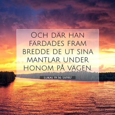 Picture 07 - Lukas 19:36 SV1917 - Och där han färdades fram bredde de ut sina - Bible Verse Picture