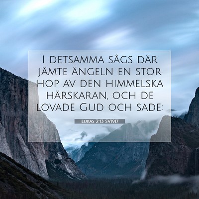 Picture 07 - Lukas 2:13 SV1917 - I detsamma sågs där jämte ängeln en stor hop - Bible Verse Picture