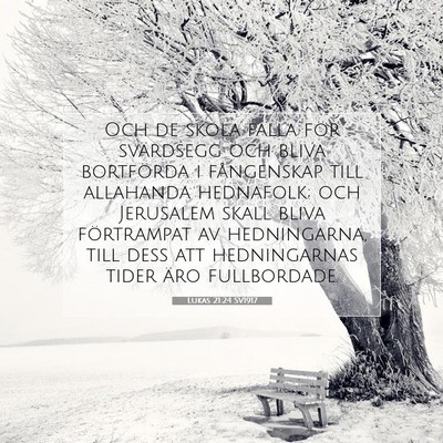 Picture 07 - Lukas 21:24 SV1917 - Och de skola falla för svärdsegg och bliva - Bible Verse Picture