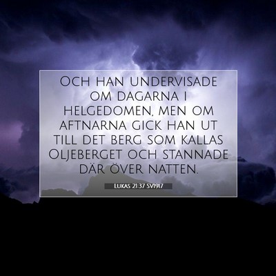 Picture 07 - Lukas 21:37 SV1917 - Och han undervisade om dagarna i helgedomen, men - Bible Verse Picture