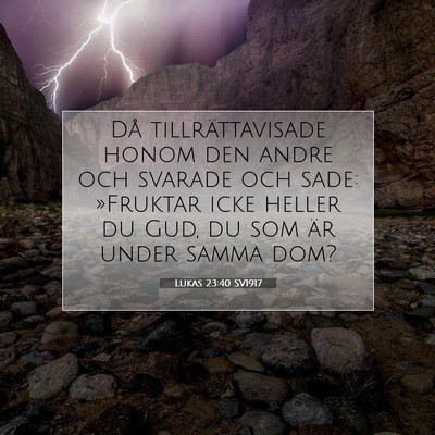 Picture 07 - Lukas 23:40 SV1917 - Då tillrättavisade honom den andre och svarade - Bible Verse Picture