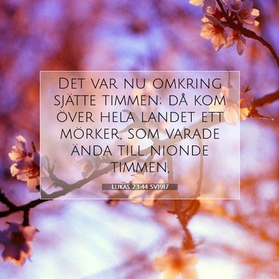 Picture 07 - Lukas 23:44 SV1917 - Det var nu omkring sjätte timmen; då kom över - Bible Verse Picture