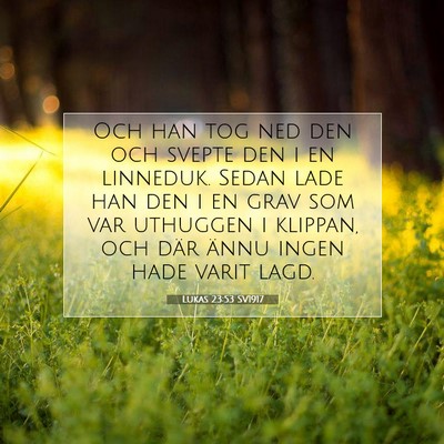 Picture 07 - Lukas 23:53 SV1917 - Och han tog ned den och svepte den i en linneduk. - Bible Verse Picture