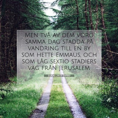 Picture 07 - Lukas 24:13 SV1917 - Men två av dem voro samma dag stadda på - Bible Verse Picture