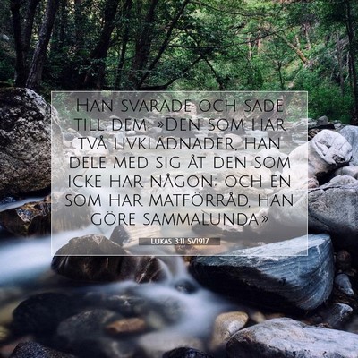Picture 07 - Lukas 3:11 SV1917 - Han svarade och sade till dem: »Den som har två - Bible Verse Picture