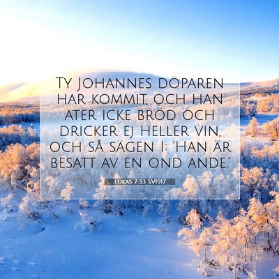 Picture 07 - Lukas 7:33 SV1917 - Ty Johannes döparen har kommit, och han äter - Bible Verse Picture