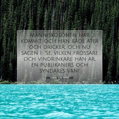 Picture 07 - Lukas 7:34 SV1917 - Människosonen har kommit, och han både äter - Bible Verse Picture