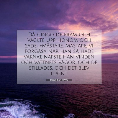 Picture 07 - Lukas 8:24 SV1917 - Då gingo de fram och väckte upp honom och sade: - Bible Verse Picture