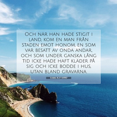 Picture 07 - Lukas 8:27 SV1917 - Och när han hade stigit i land, kom en man från - Bible Verse Picture