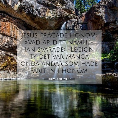 Picture 07 - Lukas 8:30 SV1917 - Jesus frågade honom: »Vad är ditt namn?» Han - Bible Verse Picture