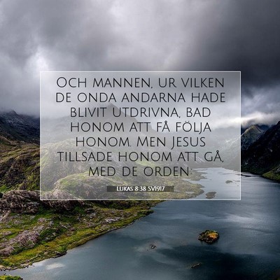 Picture 07 - Lukas 8:38 SV1917 - Och mannen, ur vilken de onda andarna hade blivit - Bible Verse Picture