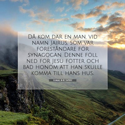 Picture 07 - Lukas 8:41 SV1917 - Då kom där en man, vid namn Jairus, som var - Bible Verse Picture