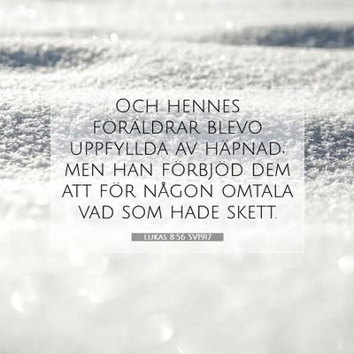 Picture 07 - Lukas 8:56 SV1917 - Och hennes föräldrar blevo uppfyllda av - Bible Verse Picture
