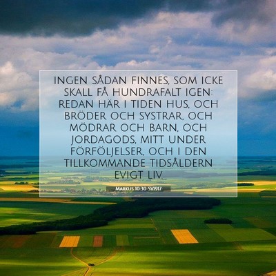 Picture 07 - Markus 10:30 SV1917 - ingen sådan finnes, som icke skall få - Bible Verse Picture