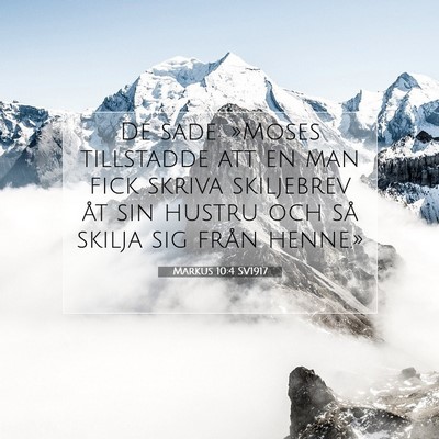 Picture 07 - Markus 10:4 SV1917 - De sade: »Moses tillstadde att en man fick - Bible Verse Picture