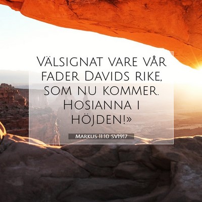 Picture 07 - Markus 11:10 SV1917 - Välsignat vare vår fader Davids rike, som nu - Bible Verse Picture