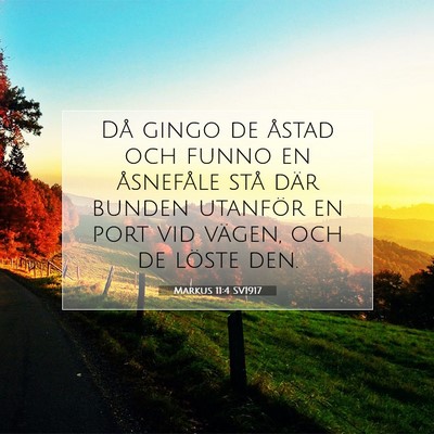 Picture 07 - Markus 11:4 SV1917 - Då gingo de åstad och funno en åsnefåle stå - Bible Verse Picture