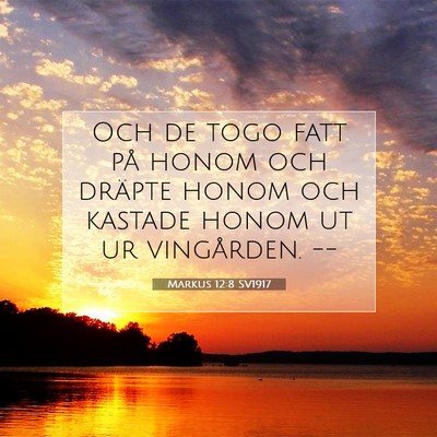 Picture 07 - Markus 12:8 SV1917 - Och de togo fatt på honom och dräpte honom och - Bible Verse Picture