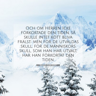 Picture 07 - Markus 13:20 SV1917 - Och om Herren icke förkortade den tiden, så - Bible Verse Picture