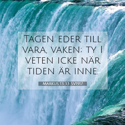 Picture 07 - Markus 13:33 SV1917 - Tagen eder till vara, vaken; ty I veten icke när - Bible Verse Picture