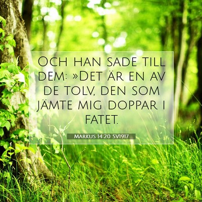 Picture 07 - Markus 14:20 SV1917 - Och han sade till dem: »Det är en av de tolv, - Bible Verse Picture