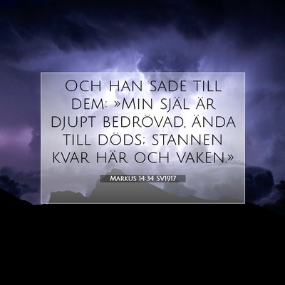 Picture 07 - Markus 14:34 SV1917 - Och han sade till dem: »Min själ är djupt - Bible Verse Picture