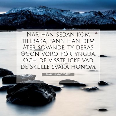 Picture 07 - Markus 14:40 SV1917 - När han sedan kom tillbaka, fann han dem åter - Bible Verse Picture
