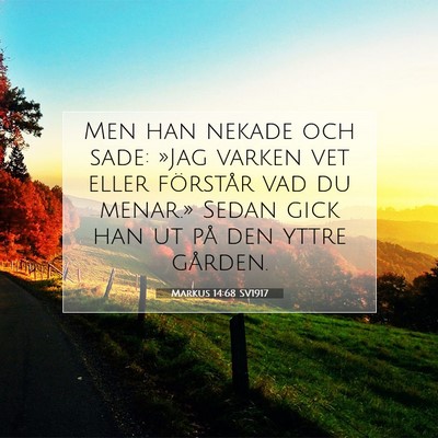 Picture 07 - Markus 14:68 SV1917 - Men han nekade och sade: »Jag varken vet eller - Bible Verse Picture
