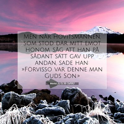 Picture 07 - Markus 15:39 SV1917 - Men när hövitsmannen, som stod där mitt emot - Bible Verse Picture