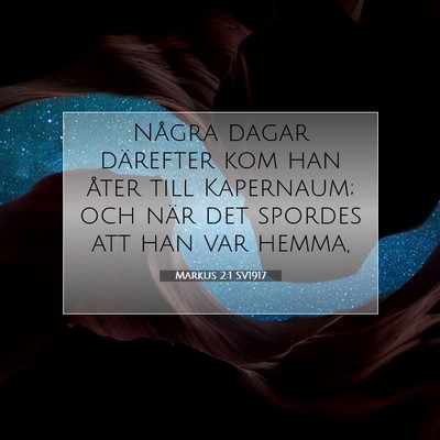 Picture 07 - Markus 2:1 SV1917 - Några dagar därefter kom han åter till - Bible Verse Picture
