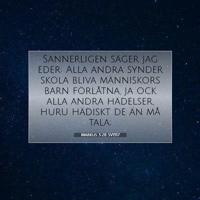 Picture 07 - Markus 3:28 SV1917 - Sannerligen säger jag eder: Alla andra synder - Bible Verse Picture